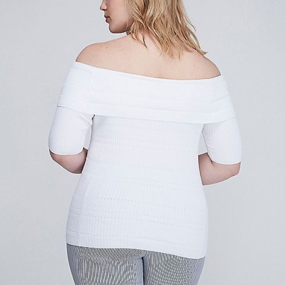 LANE BRYANT 3/4 SLEEVE OFF-THE-SHOULDER SWEATER A3 - Picture 2 of 8